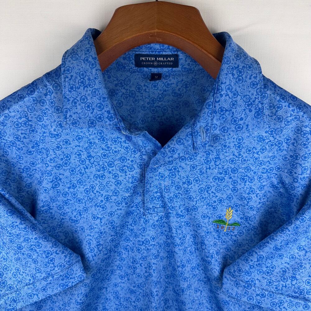Peter Millar Crown Crafted Men's Size M Polo Golf Shirt All over Print Collared